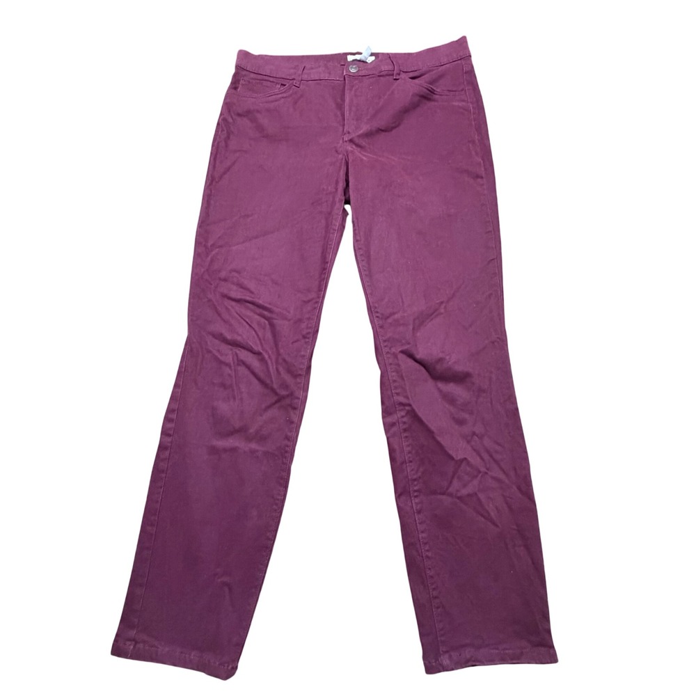 LOFT Denim Womens Pants Size 12 31 Burgundy Maroon Straight Leg Stretch Jeans
